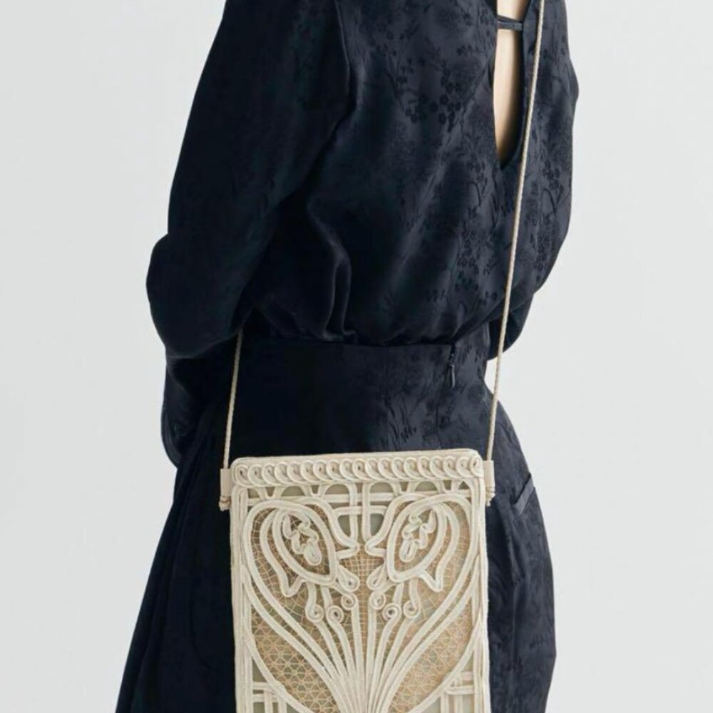 [Sold] 
Mame Kurogouchi Cording Embroidery Pouch Bag Japan
